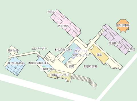 画像：ふじやまビレジ 施設図